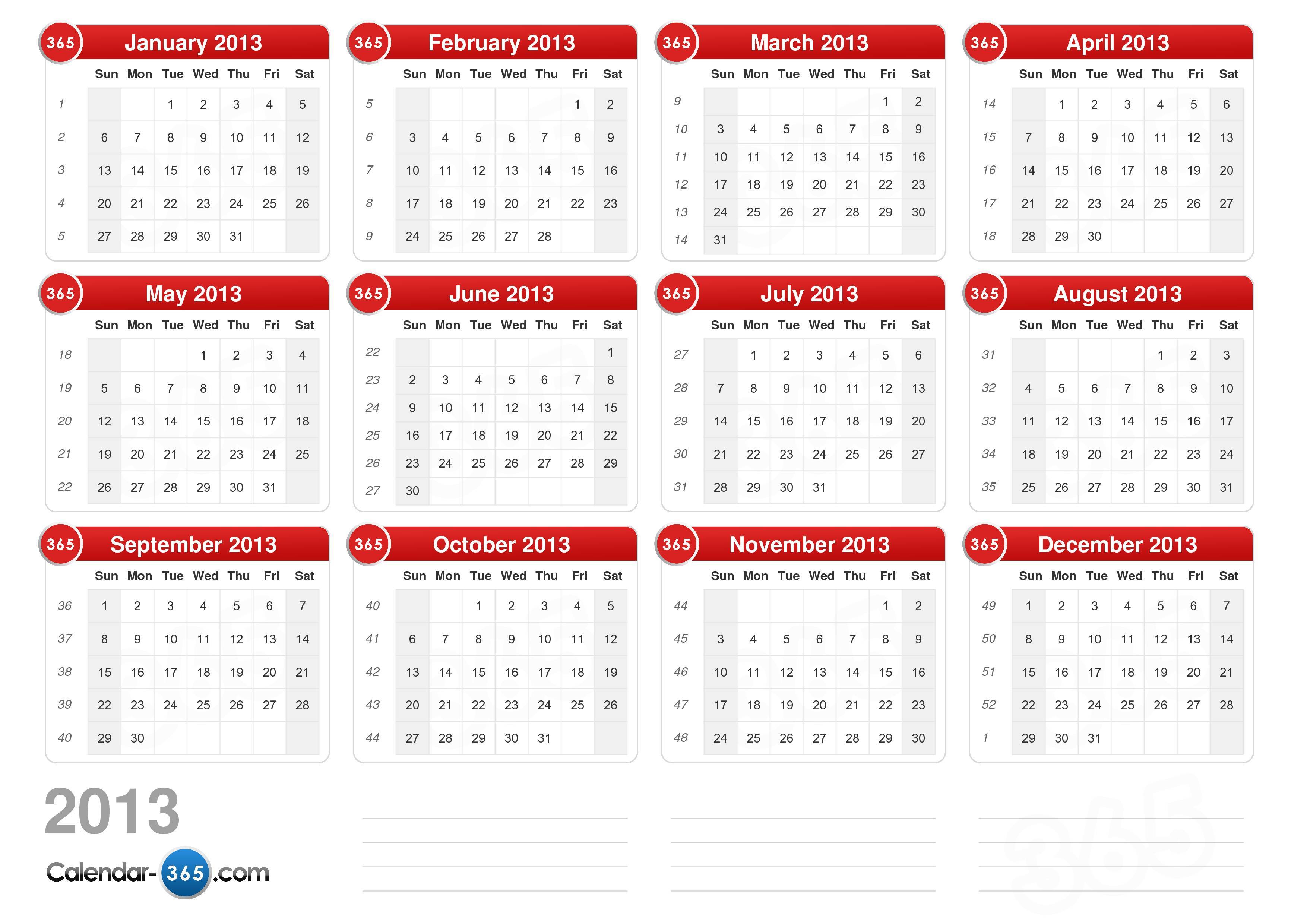2013 Calendar 2013 Calendar