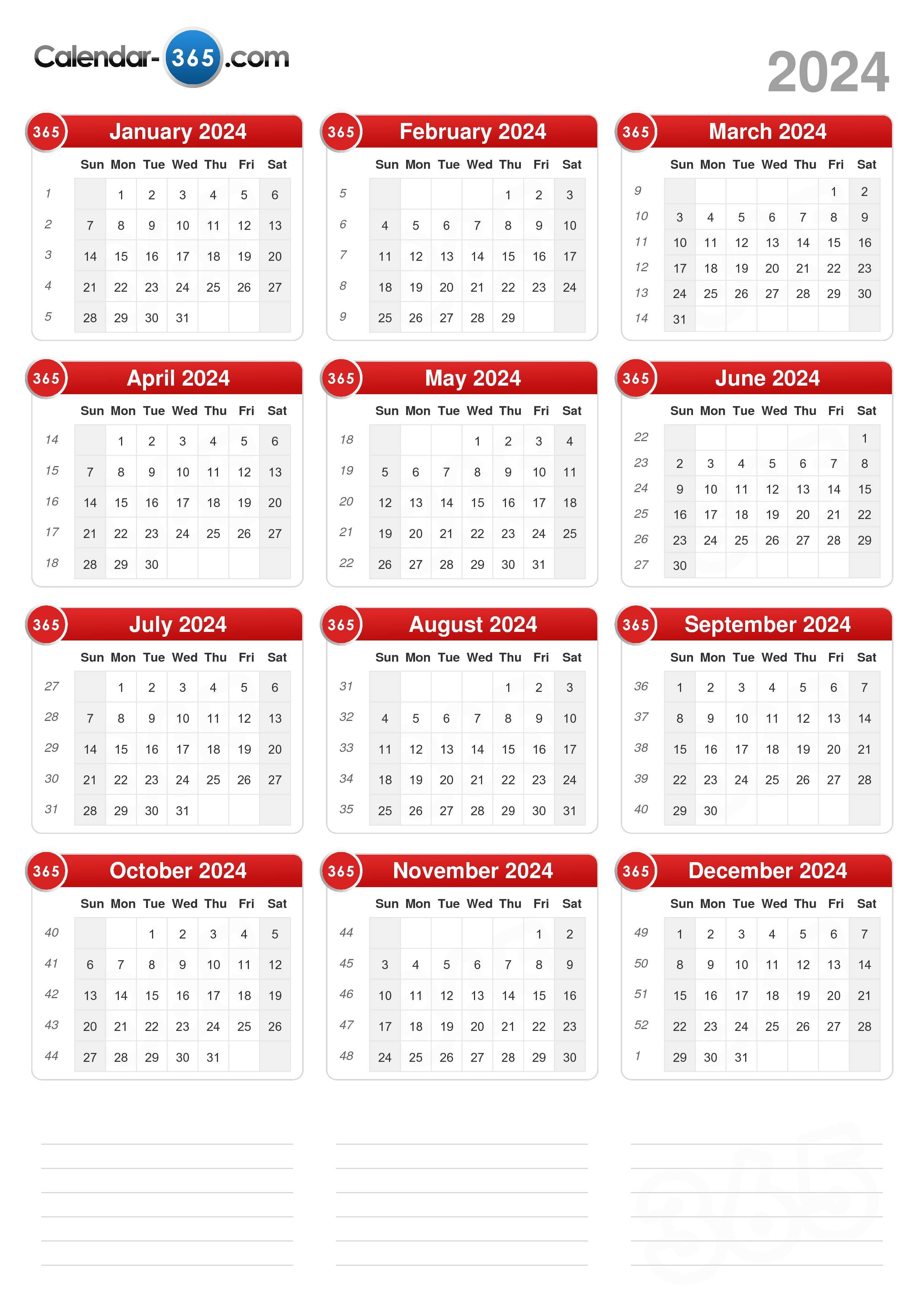 yearly calendar 2024 free download and print free 2024 monthly