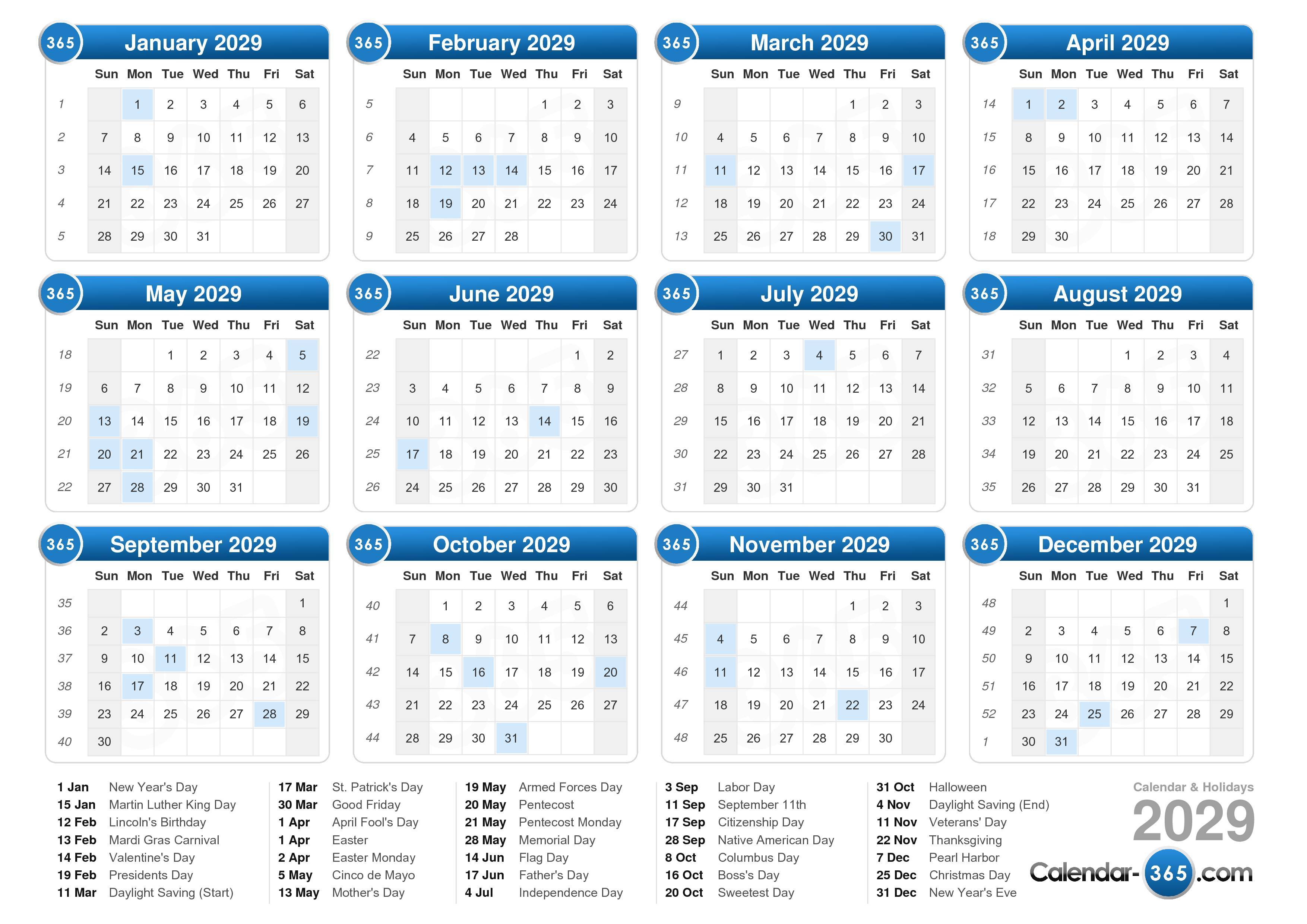 2029-calendar