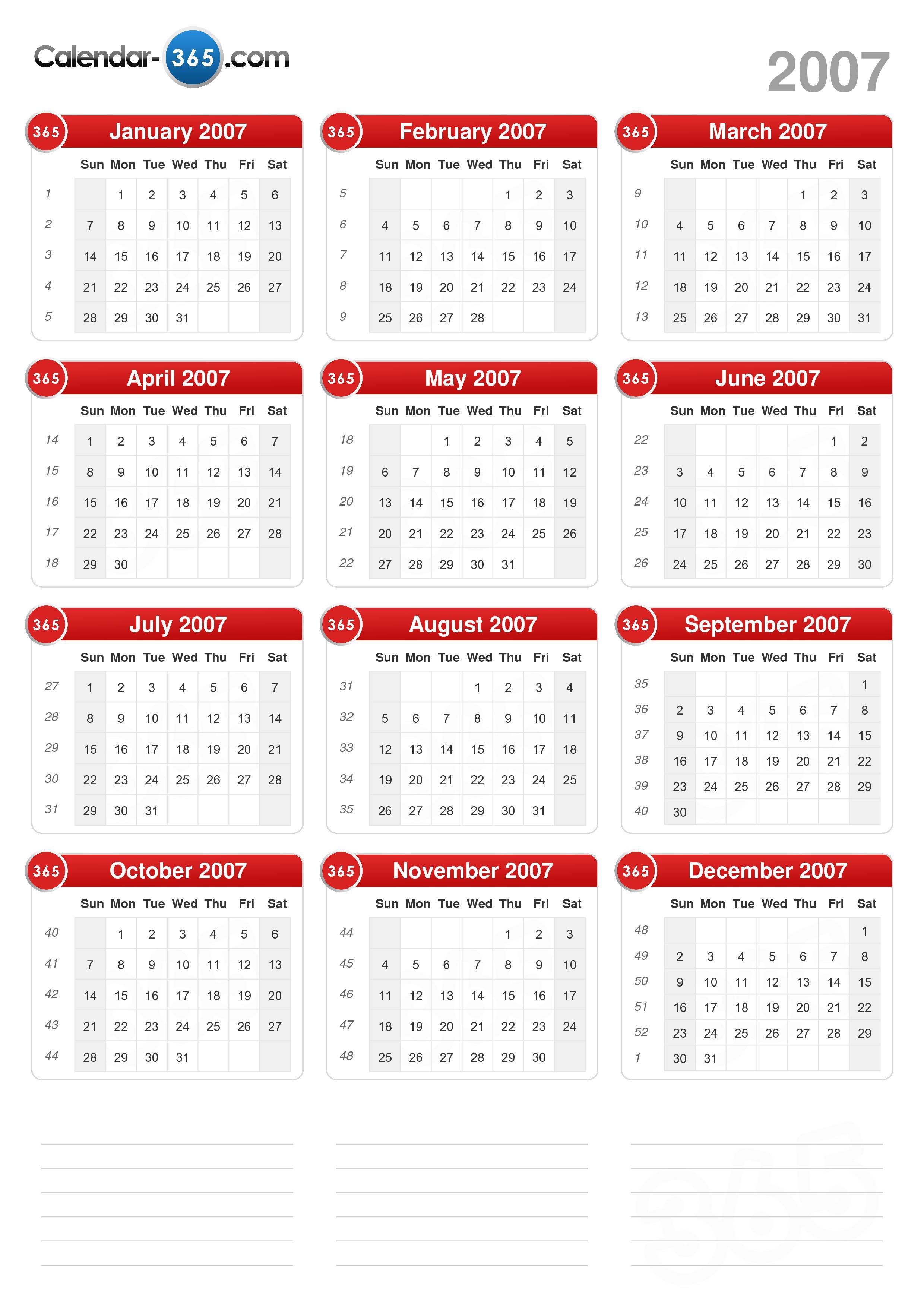 2007 Calendar