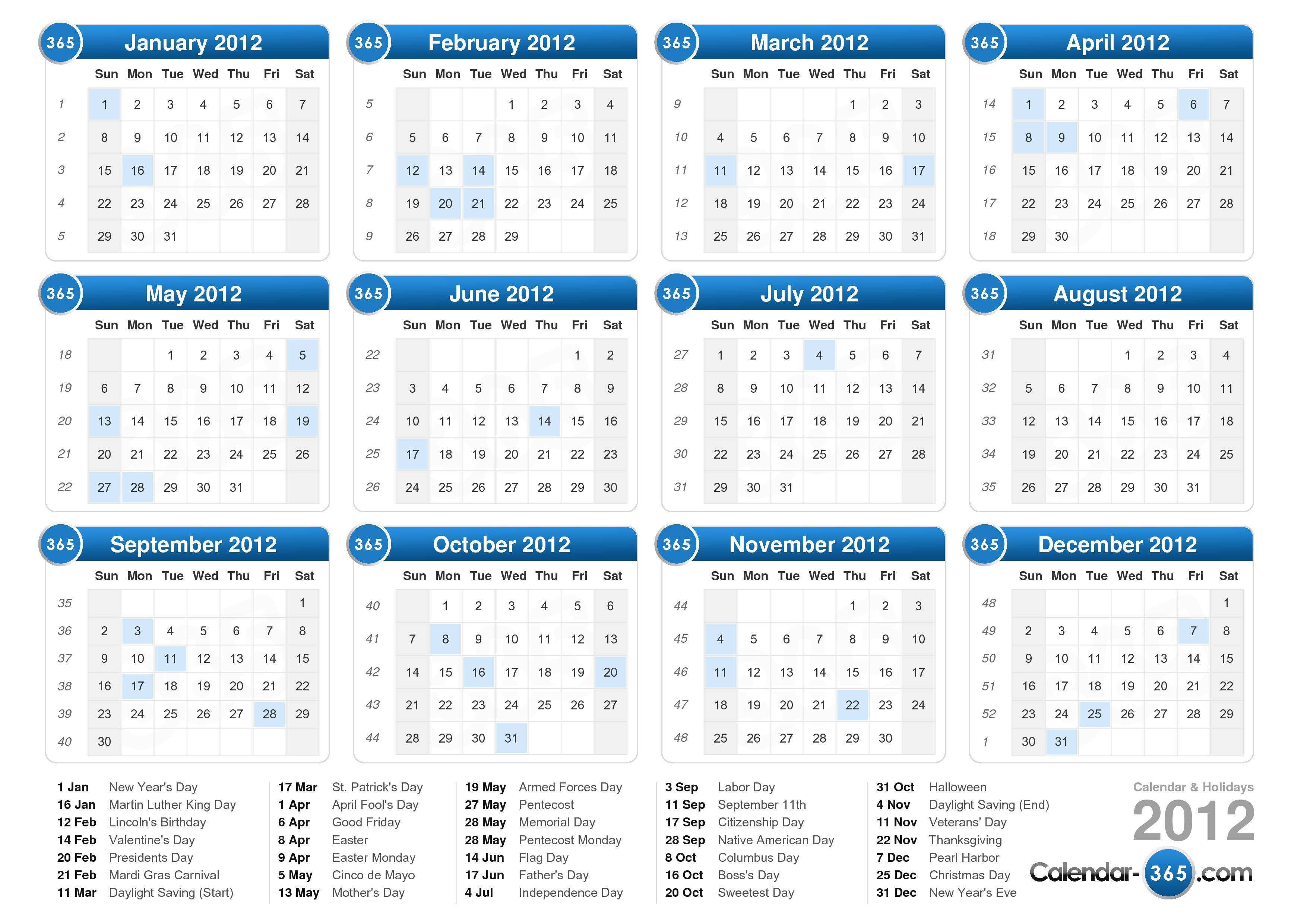 2012 Calendar Year