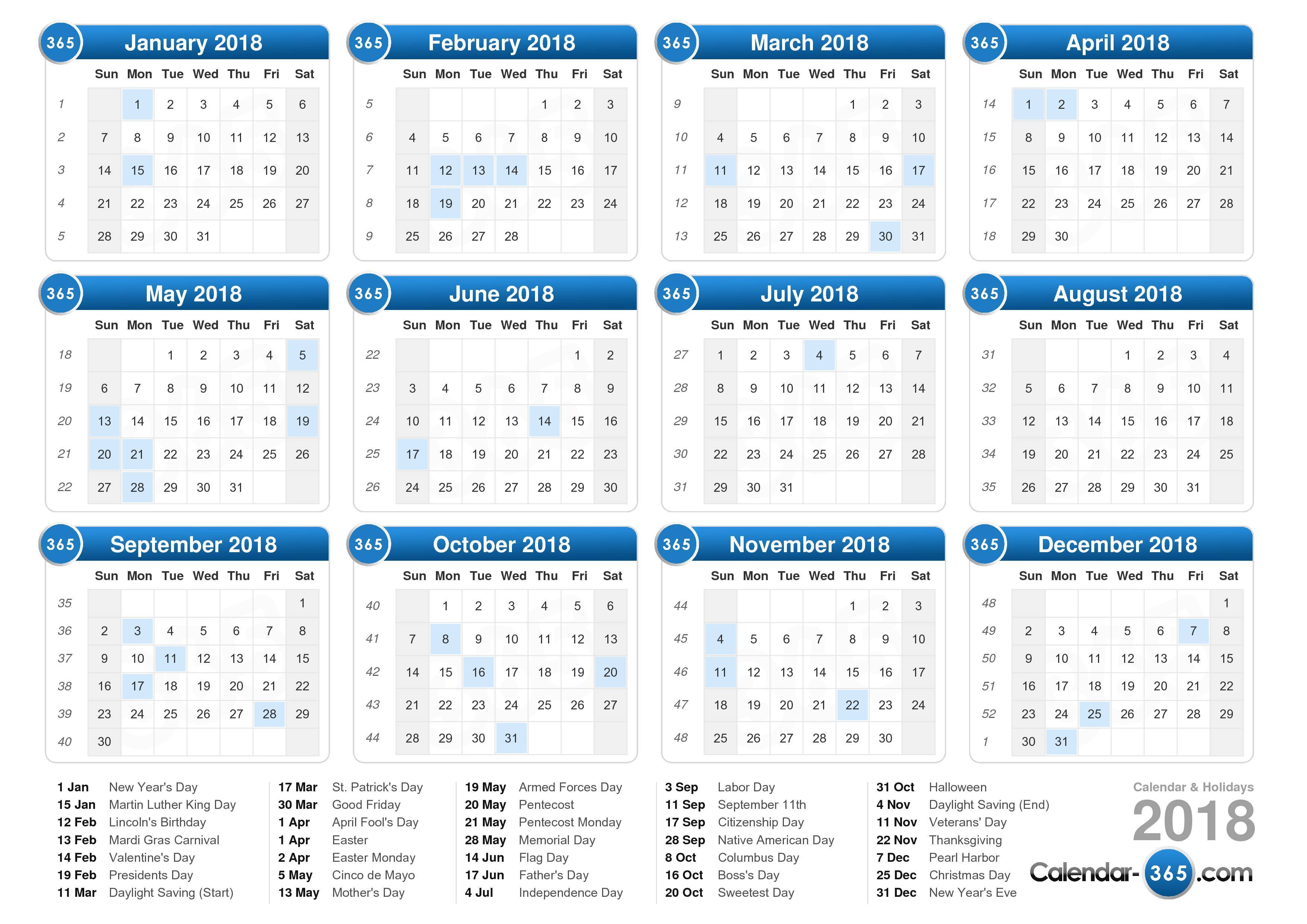 18 Calendar
