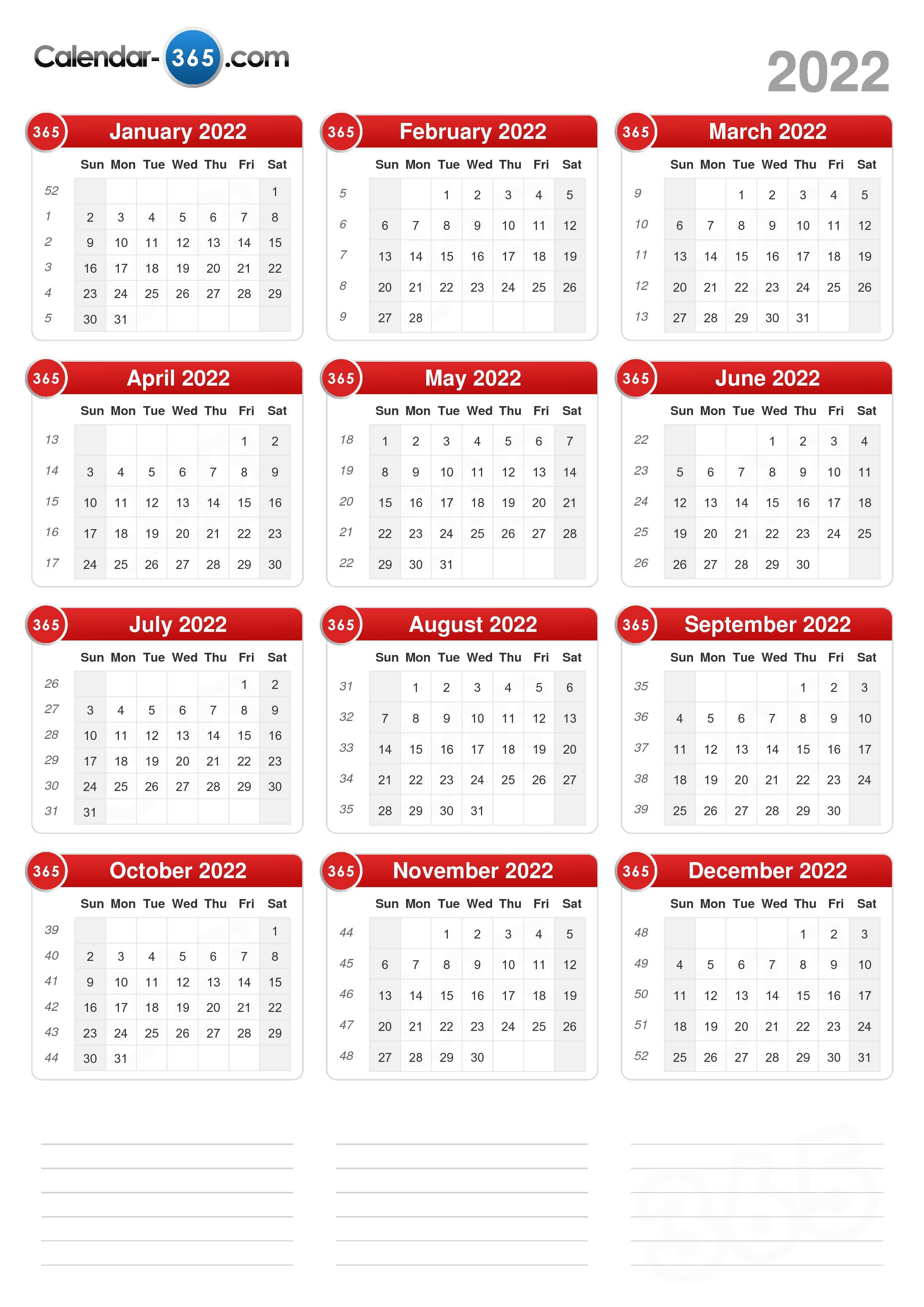 Day Calendar 2022 2022 Calendar