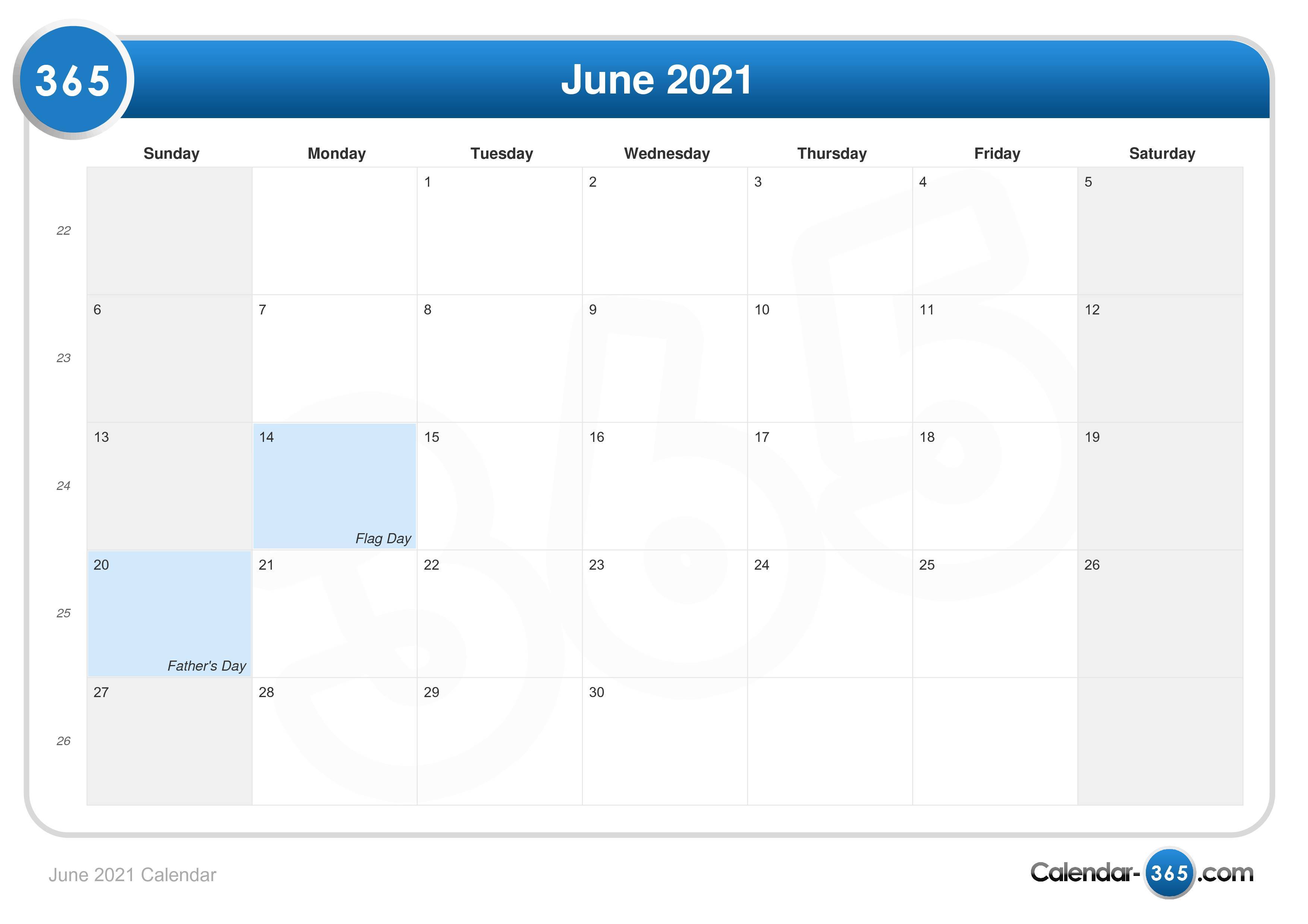 June 21 Calendar