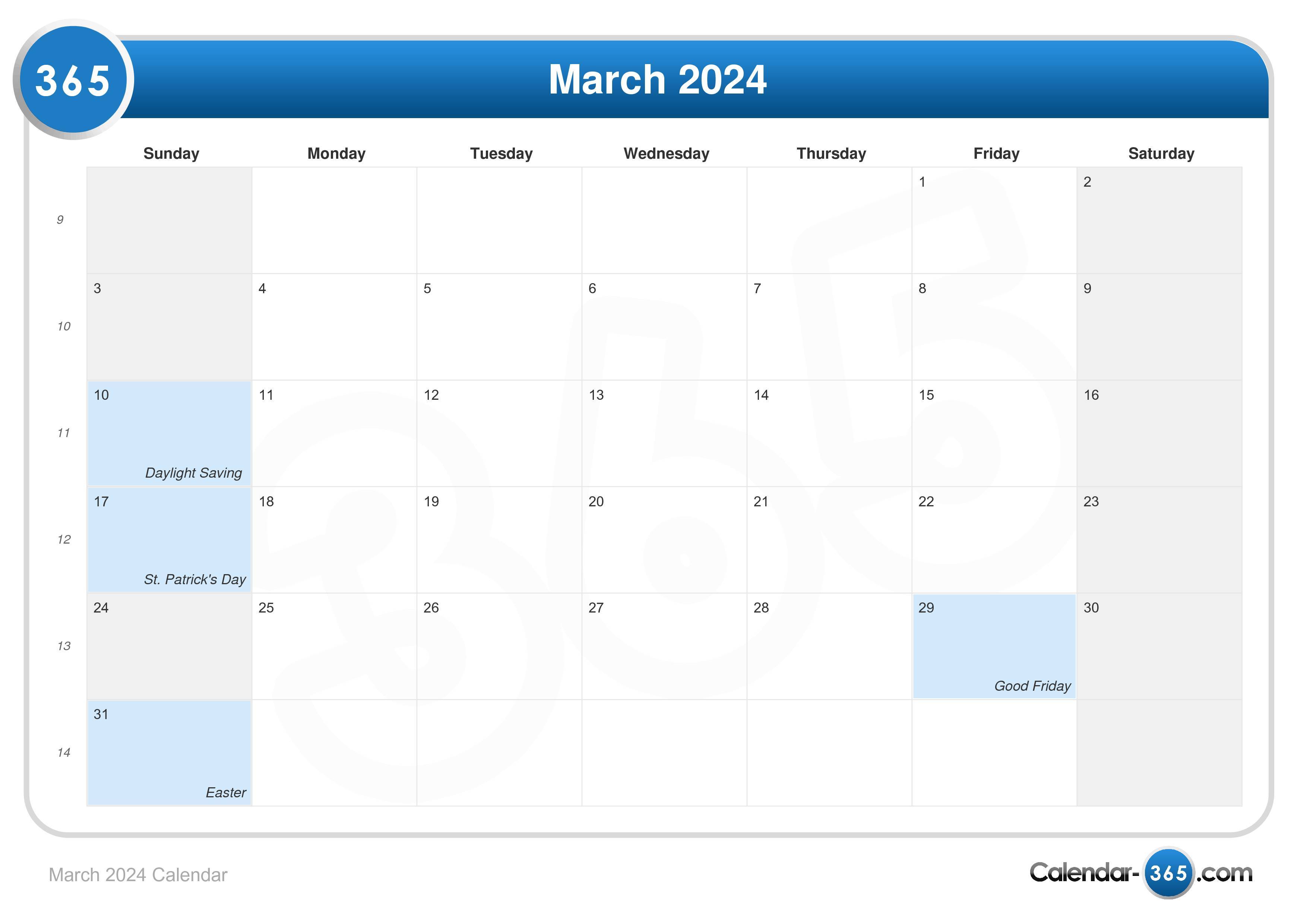 March 2024 Australia Calendar With Holidays For Printing Image Format ...