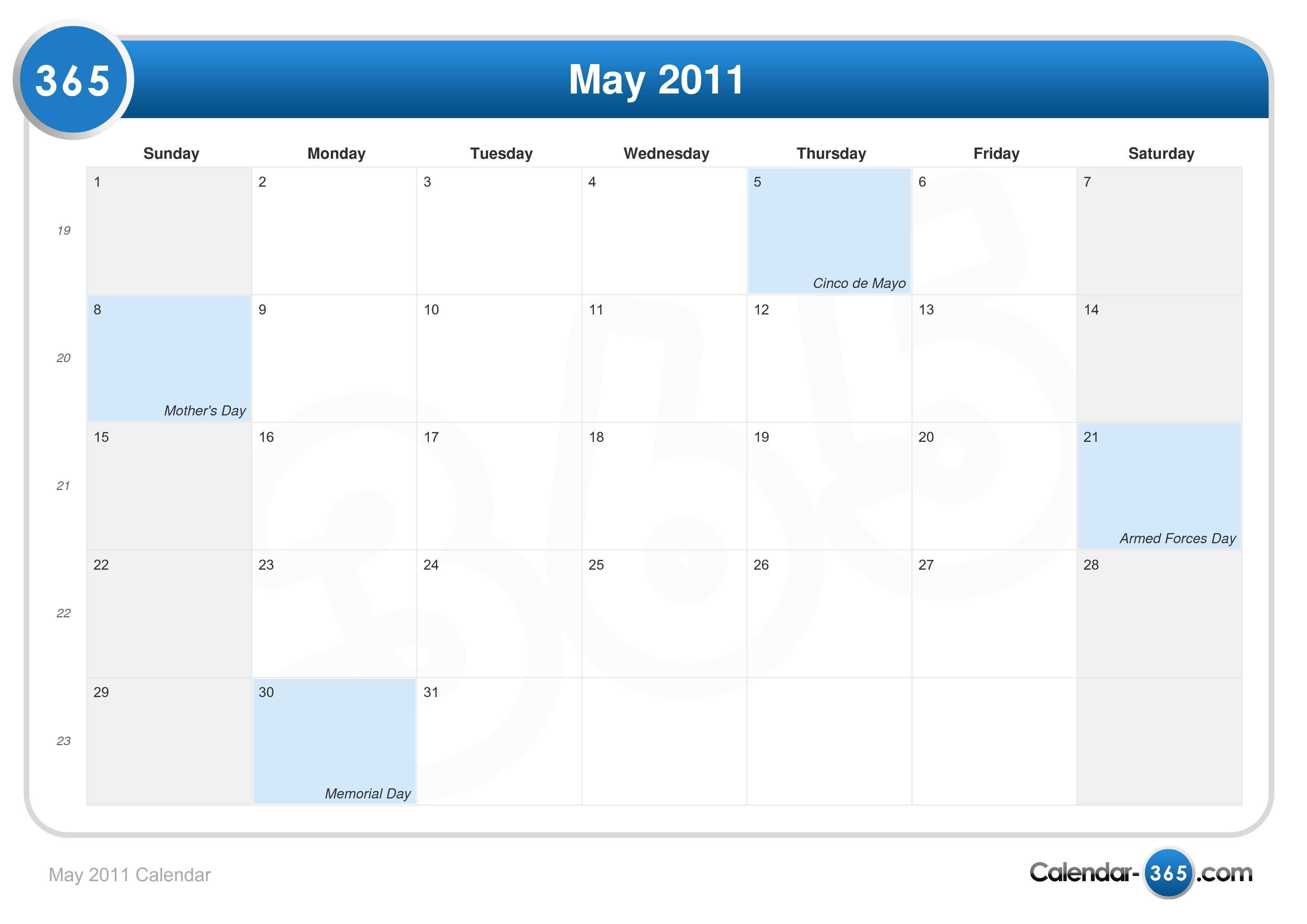 May 11 Calendar
