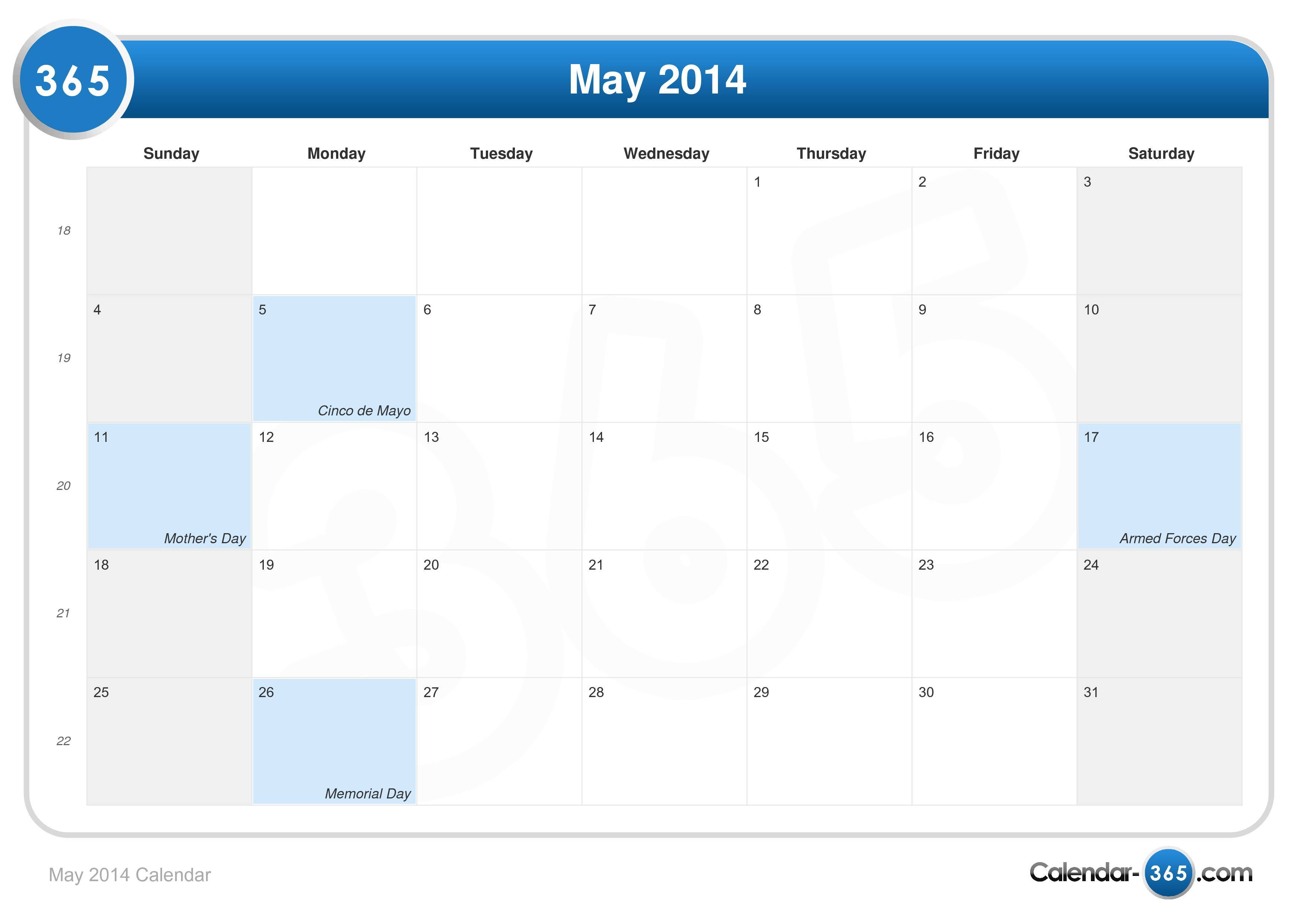 May 14 Calendar