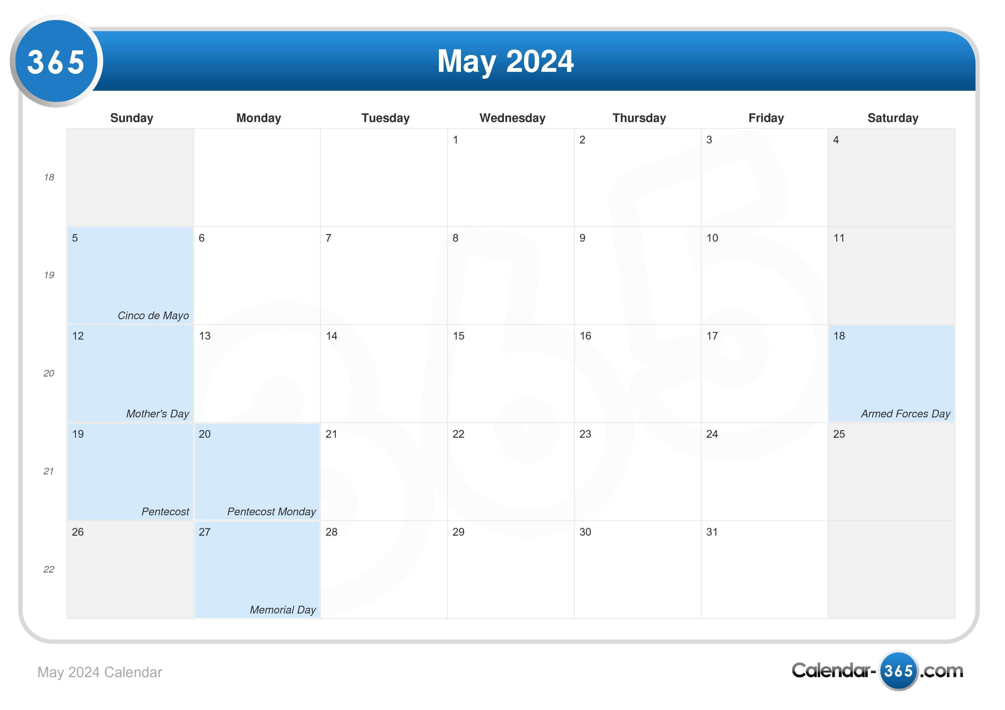 May 2024 Calendar