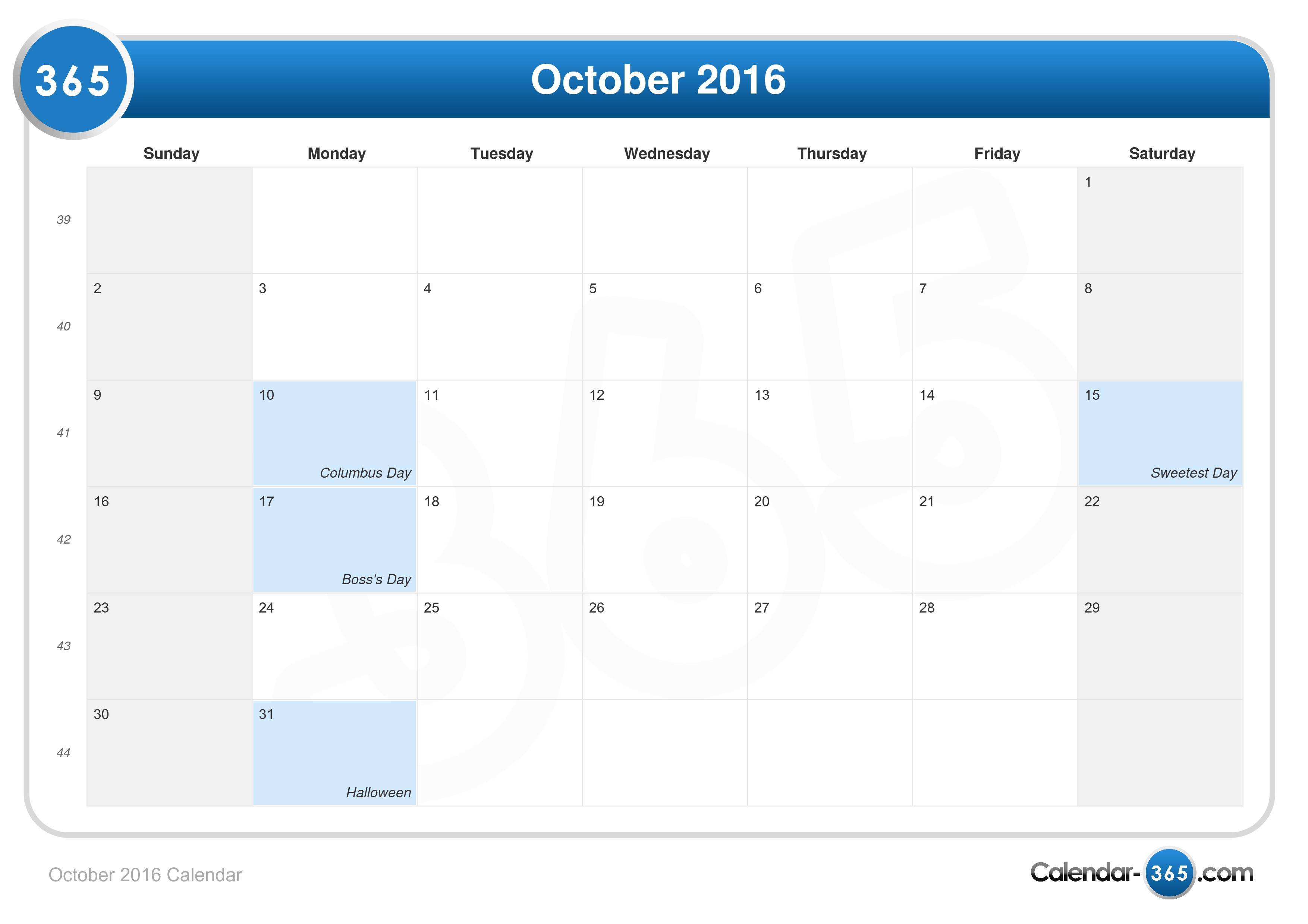October 2016 Moon Chart